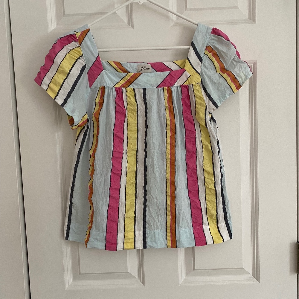 J. Crew shirt sleeve square neck stripe blouse